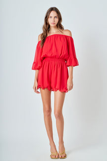 Ruffled Sleeve Romper