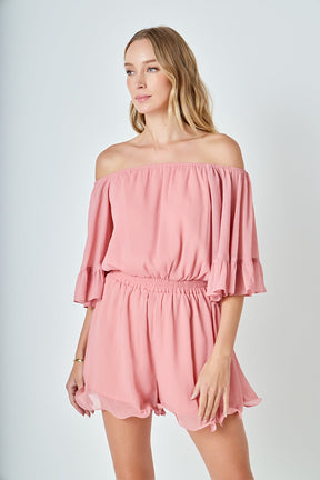 ENDLESS ROSE - Ruffled Sleeve Romper - ROMPERS available at Objectrare