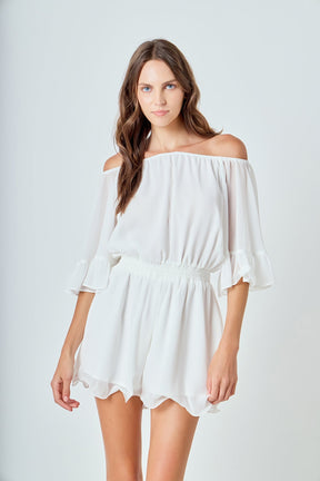 Ruffled Sleeve Romper