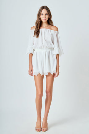 Ruffled Sleeve Romper