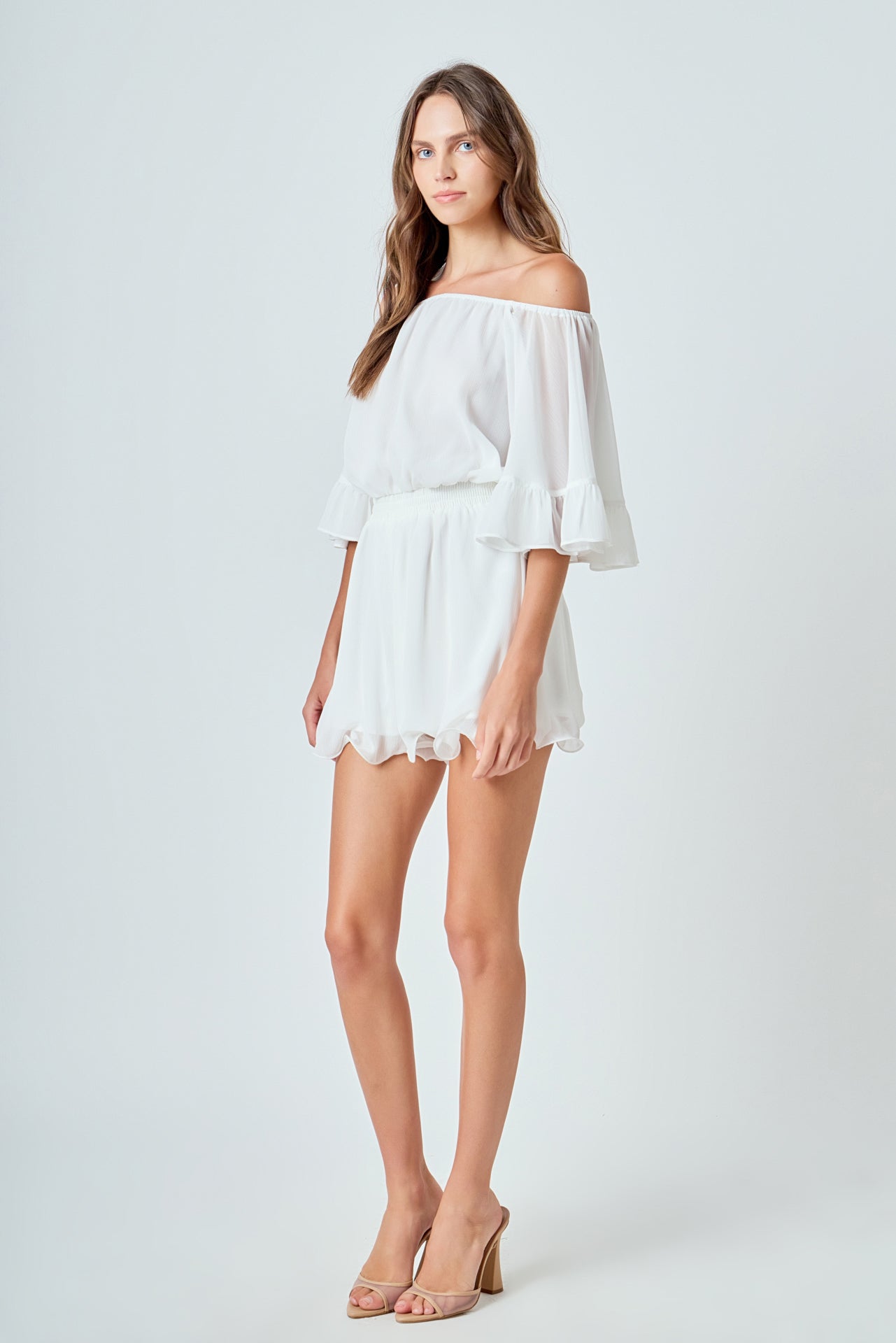 Ruffled Sleeve Romper