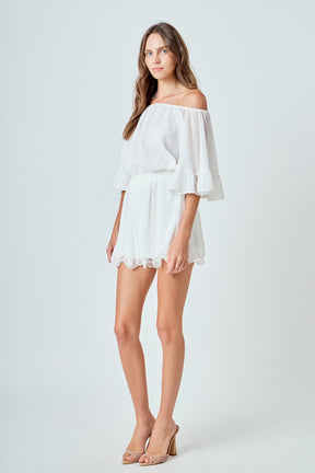 Ruffled Sleeve Romper