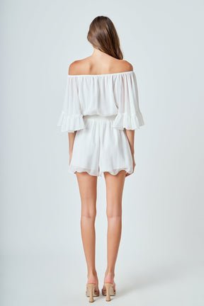 Ruffled Sleeve Romper