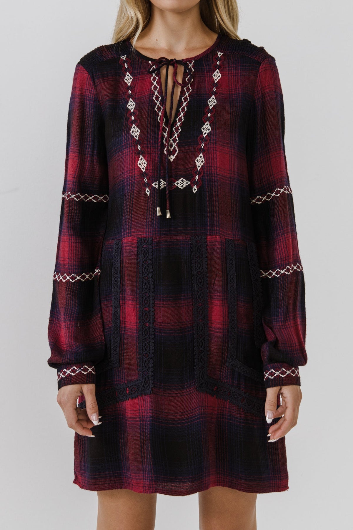 Dark Navy Plaid Dress