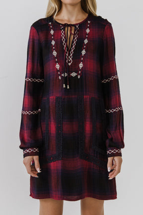 Dark Navy Plaid Dress