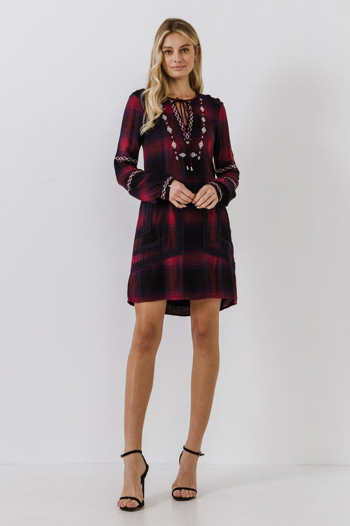 ENGLISH FACTORY - Dark Navy Plaid Dress - DRESSES available at Objectrare