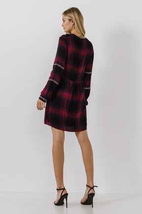 Dark Navy Plaid Dress