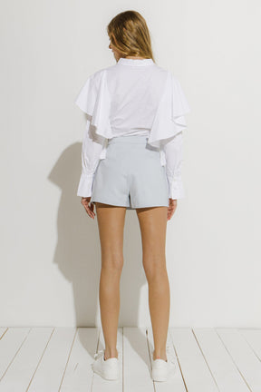 ENDLESS ROSE - Shoulder Ruffle Poplin Shirt - TOPS available at Objectrare