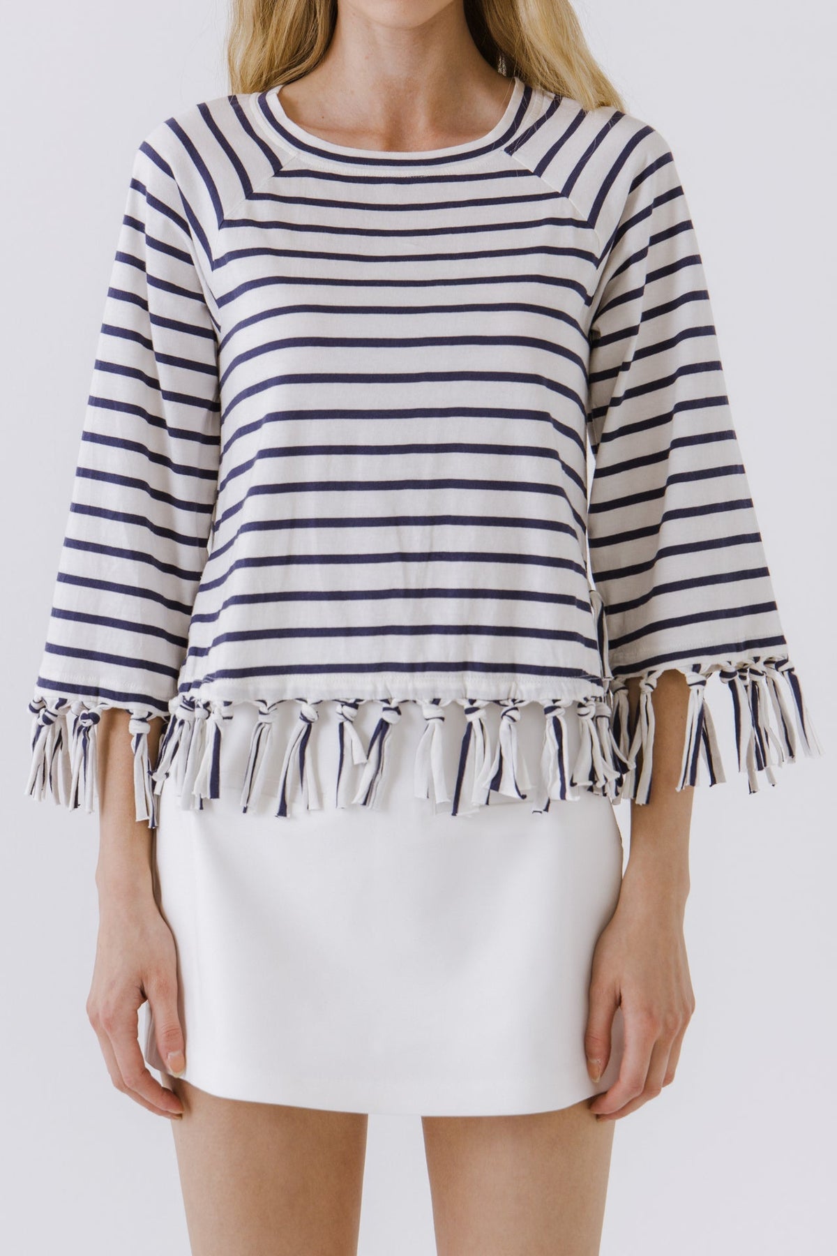 ENGLISH FACTORY - Strip Top with Fringe Detail - TOPS available at Objectrare