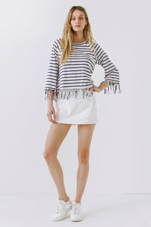 ENGLISH FACTORY - Strip Top with Fringe Detail - TOPS available at Objectrare