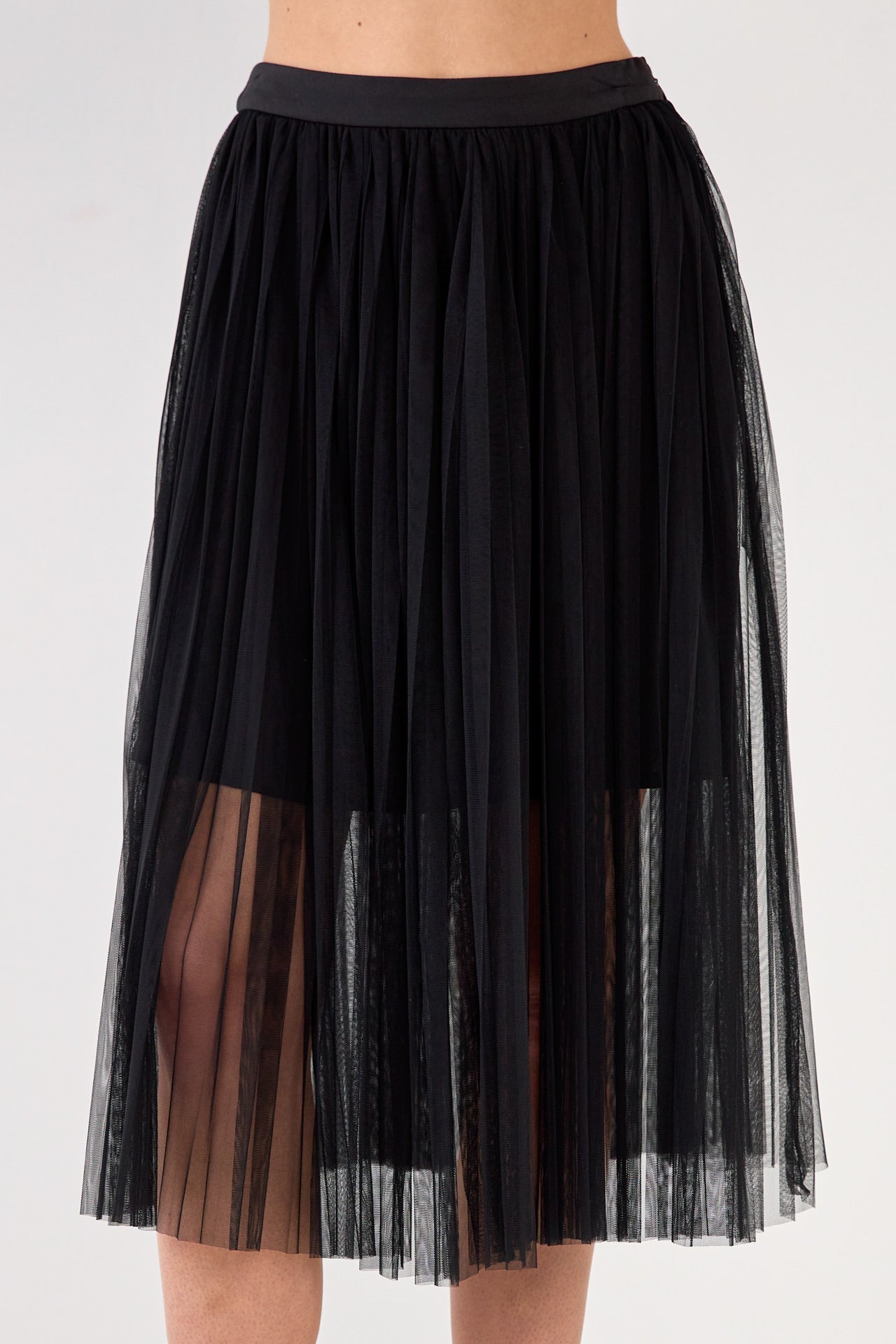 ENGLISH FACTORY - English Factory - Mesh Combo Pleats Skirt - SKIRTS available at Objectrare