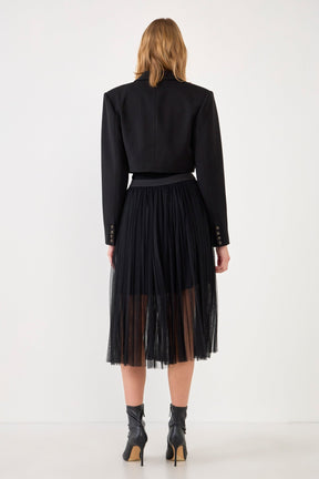 ENGLISH FACTORY - English Factory - Mesh Combo Pleats Skirt - SKIRTS available at Objectrare