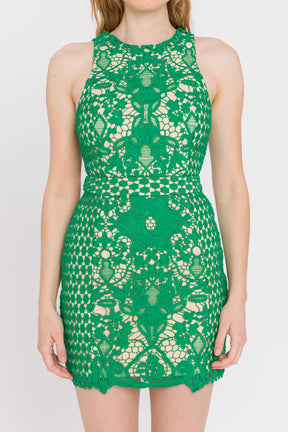 ENDLESS ROSE - Floral Crochet Lace Mini Dress - DRESSES available at Objectrare