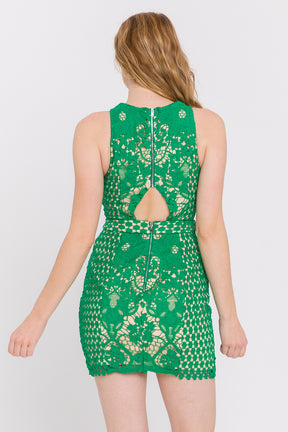 ENDLESS ROSE - Floral Crochet Lace Mini Dress - DRESSES available at Objectrare