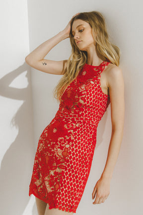 ENDLESS ROSE - Endless Rose - Floral Crochet Lace Mini Dress - DRESSES available at Objectrare