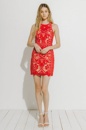 ENDLESS ROSE - Endless Rose - Floral Crochet Lace Mini Dress - DRESSES available at Objectrare