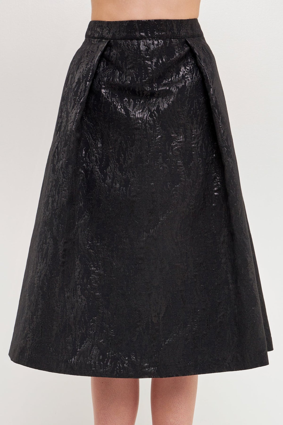 ENDLESS ROSE - Metallic Jacquard Flare Midi Skirt - SKIRTS available at Objectrare