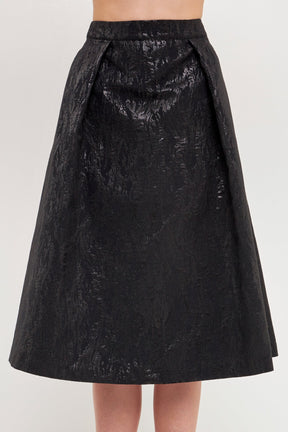 ENDLESS ROSE - Metallic Jacquard Flare Midi Skirt - SKIRTS available at Objectrare