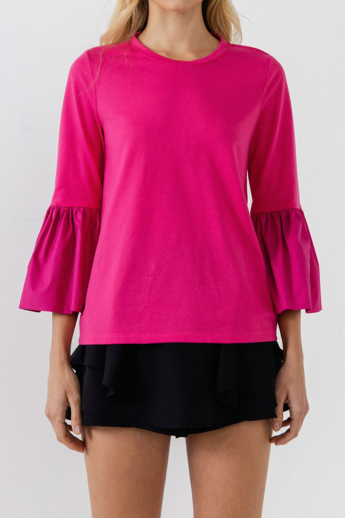 ENGLISH FACTORY - English Factory - T-shirt with Ruffle Detail at Sleeve - TOPS available at Objectrare