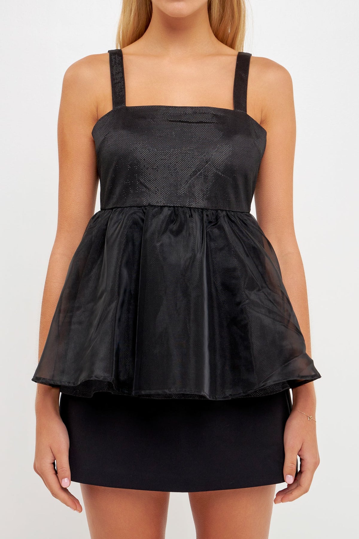 ENGLISH FACTORY - Sleeveless Peplum Tank Top - TOPS available at Objectrare