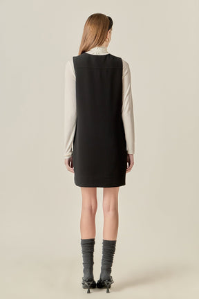 Lace-Up Detail Woven Mini Dress