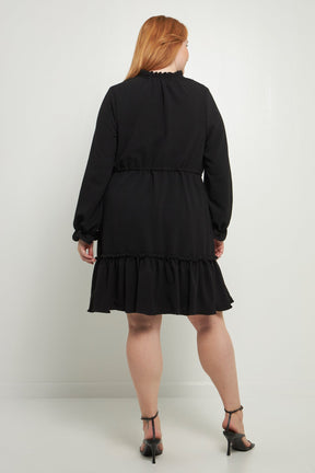 ENGLISH FACTORY - English Factory - Plus Size Tassel Trim Dress With Ruffled Hem - DRESSES available at Objectrare