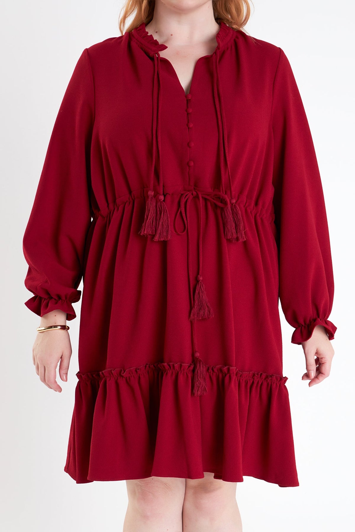 ENGLISH FACTORY - Tassel Trim Dress With Ruffle at Hem - DRESSES available at Objectrare