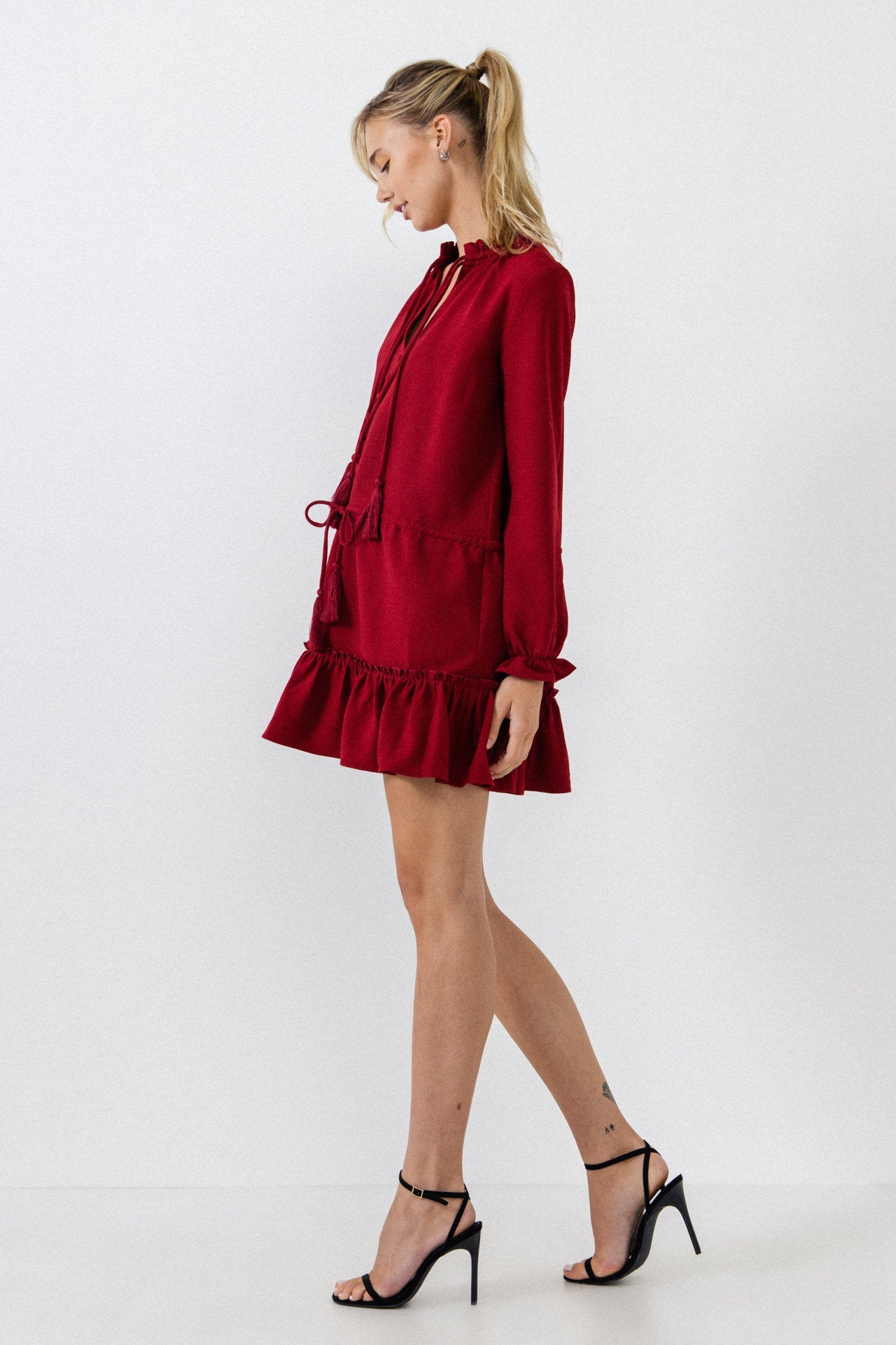 ENGLISH FACTORY - English Factory - Tassel Trim Dress With Ruffle At Hem - DRESSES available at Objectrare