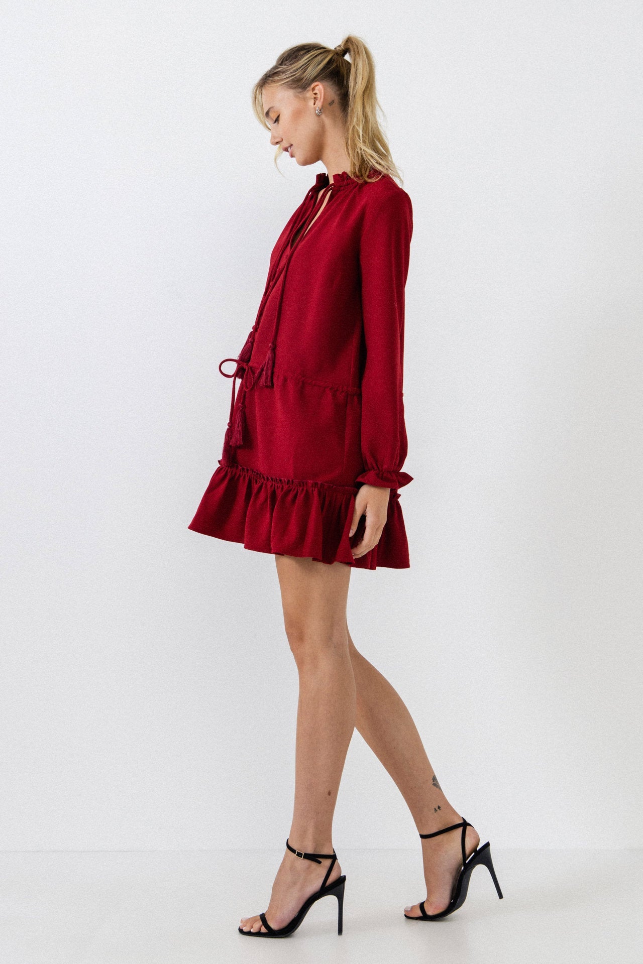 ENGLISH FACTORY - Tassel Trim Dress With Ruffle At Hem - DRESSES available at Objectrare