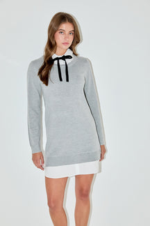 ENGLISH FACTORY - Knit Sweater Mini Dress with Bow - DRESSES available at Objectrare