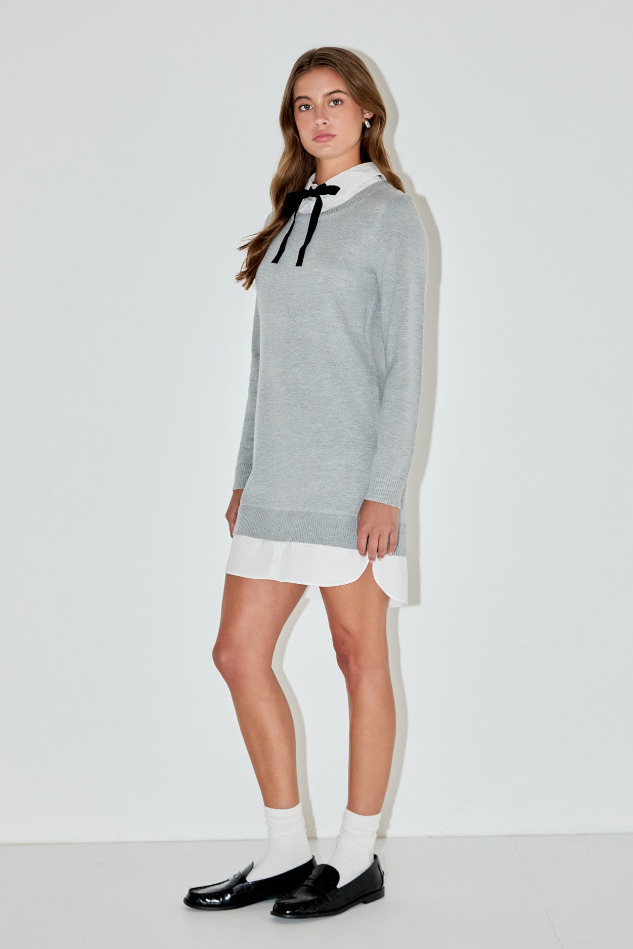 ENGLISH FACTORY - Knit Sweater Mini Dress with Bow - DRESSES available at Objectrare