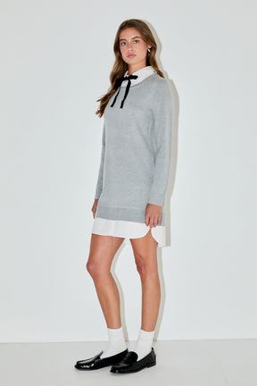 ENGLISH FACTORY - Knit Sweater Mini Dress with Bow - DRESSES available at Objectrare