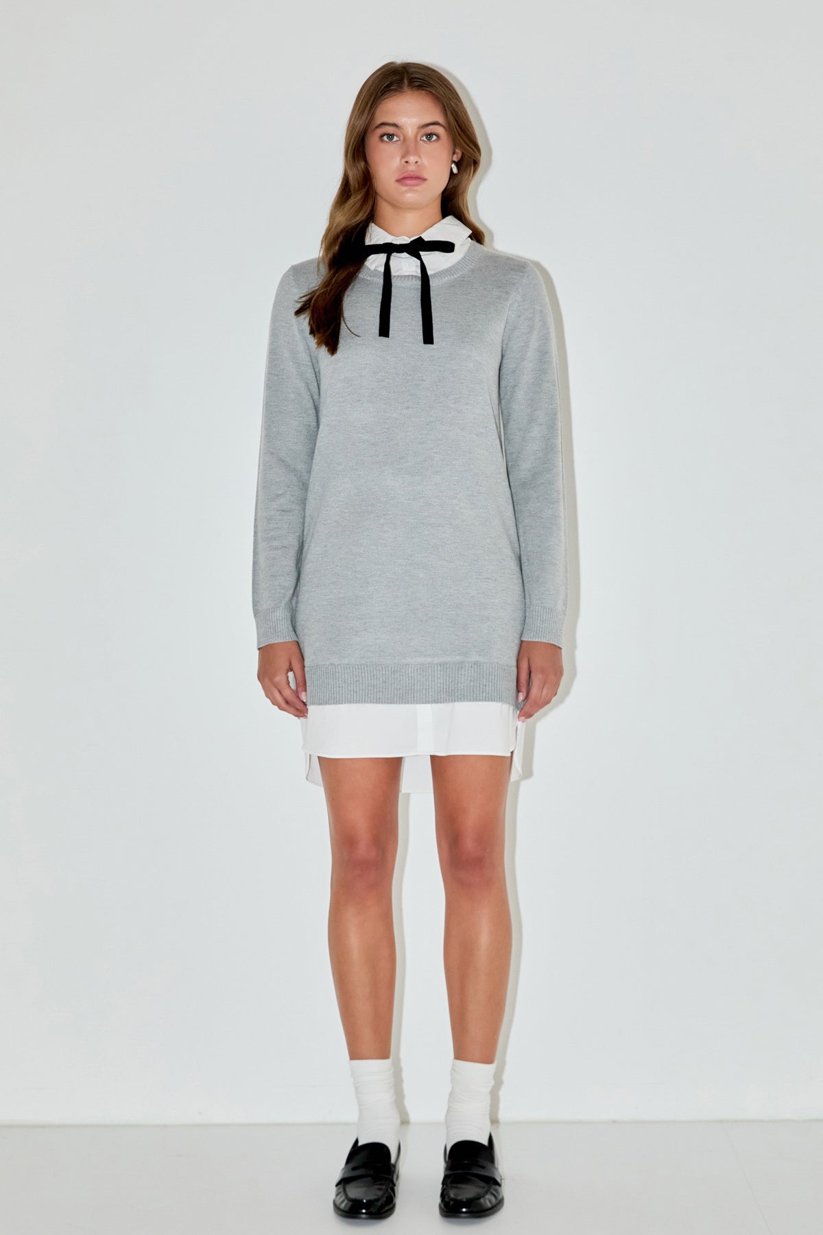 ENGLISH FACTORY - Knit Sweater Mini Dress with Bow - DRESSES available at Objectrare