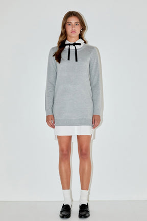 ENGLISH FACTORY - Knit Sweater Mini Dress with Bow - DRESSES available at Objectrare