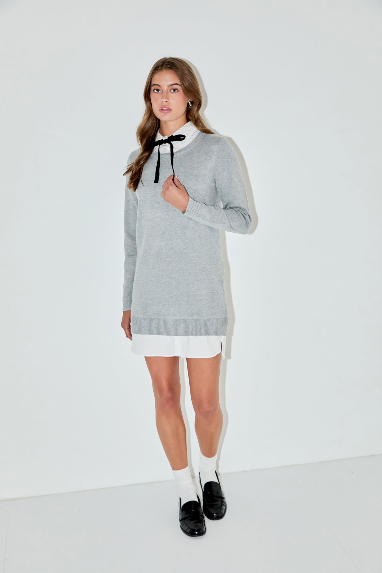 ENGLISH FACTORY - Knit Sweater Mini Dress with Bow - DRESSES available at Objectrare