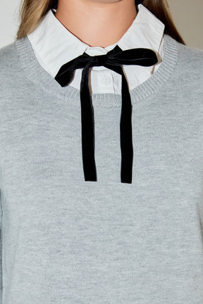 ENGLISH FACTORY - Knit Sweater Mini Dress with Bow - DRESSES available at Objectrare