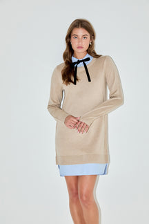 ENGLISH FACTORY - Knit Sweater Mini Dress with Bow - DRESSES available at Objectrare