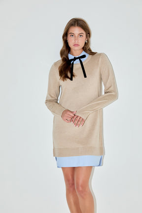 ENGLISH FACTORY - Knit Sweater Mini Dress with Bow - DRESSES available at Objectrare