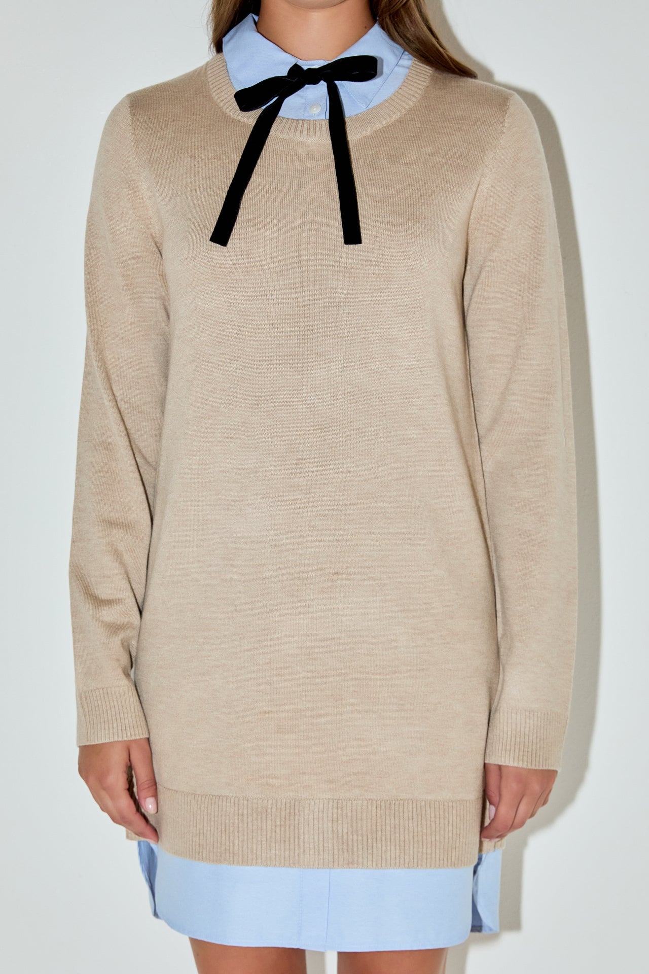 ENGLISH FACTORY - Knit Sweater Mini Dress with Bow - DRESSES available at Objectrare