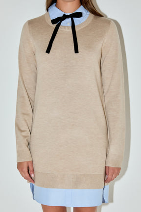 ENGLISH FACTORY - Knit Sweater Mini Dress with Bow - DRESSES available at Objectrare