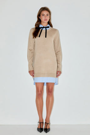 ENGLISH FACTORY - Knit Sweater Mini Dress with Bow - DRESSES available at Objectrare