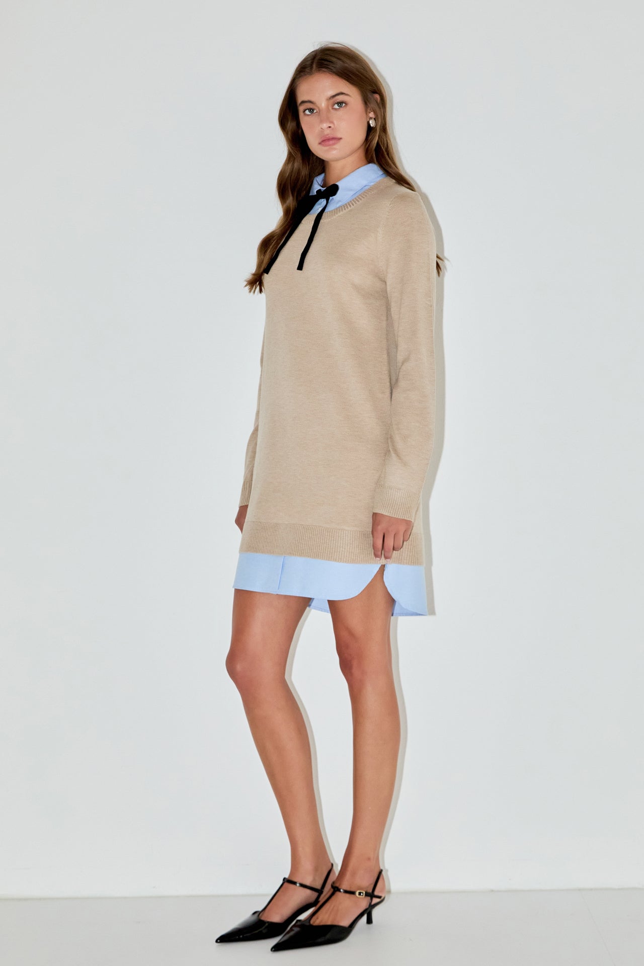 ENGLISH FACTORY - Knit Sweater Mini Dress with Bow - DRESSES available at Objectrare