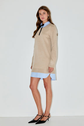 ENGLISH FACTORY - Knit Sweater Mini Dress with Bow - DRESSES available at Objectrare