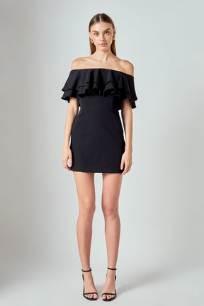 ENDLESS ROSE - Ruffled Off Shoulder Mini Dress - DRESSES available at Objectrare