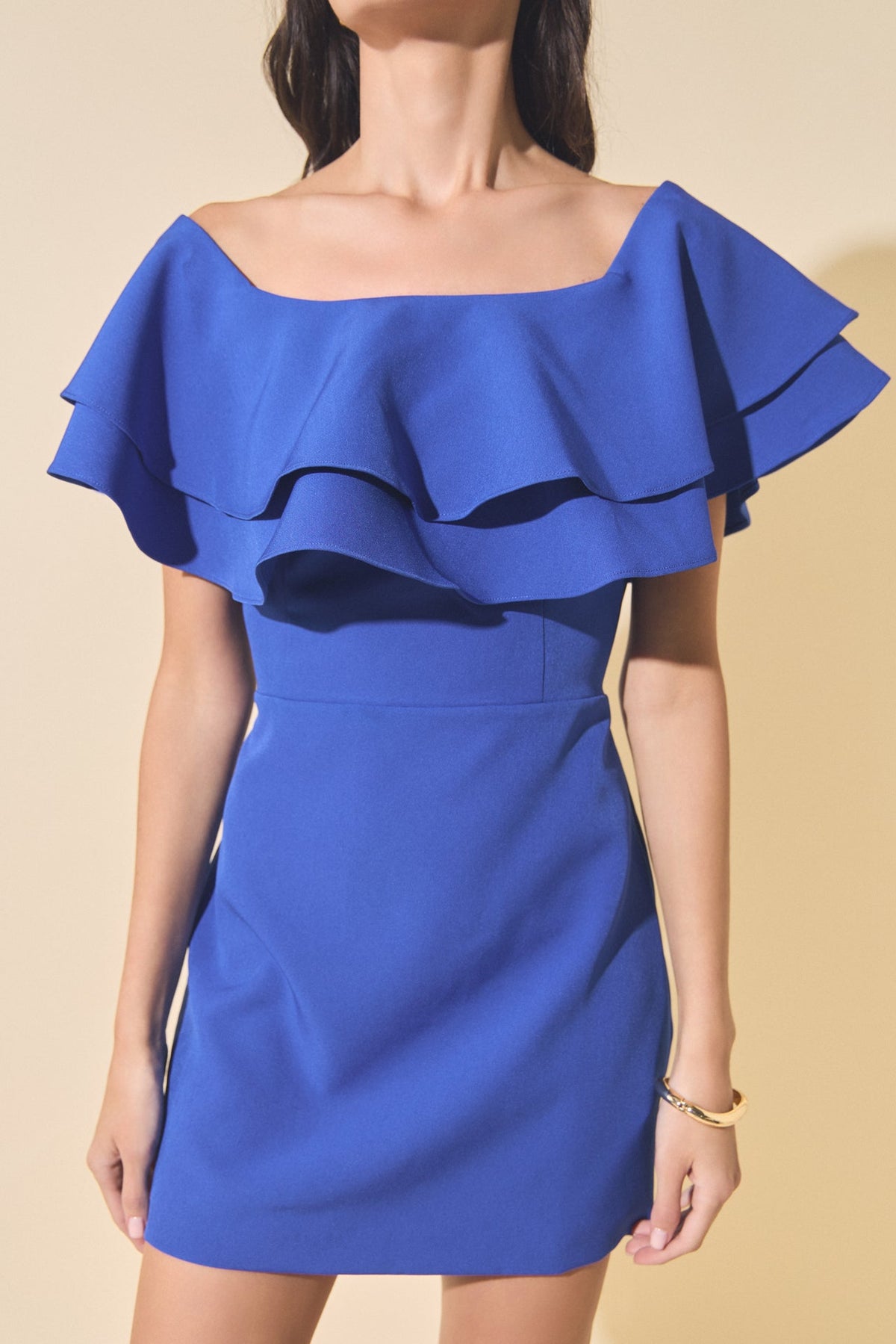 MARSY - Ruffled Off Shoulder Mini Dress - DRESSES available at Objectrare