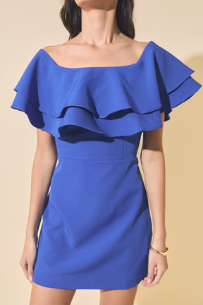 MARSY - Ruffled Off Shoulder Mini Dress - DRESSES available at Objectrare