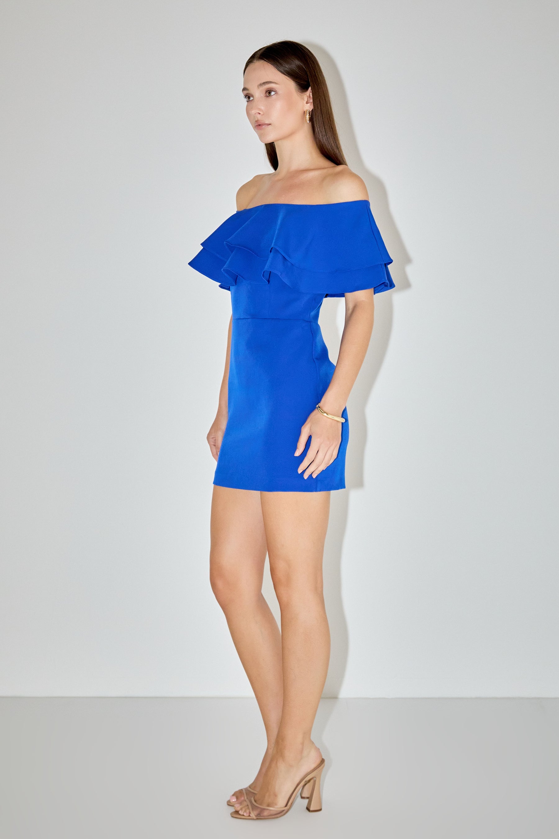MARSY - Ruffled Off Shoulder Mini Dress - DRESSES available at Objectrare