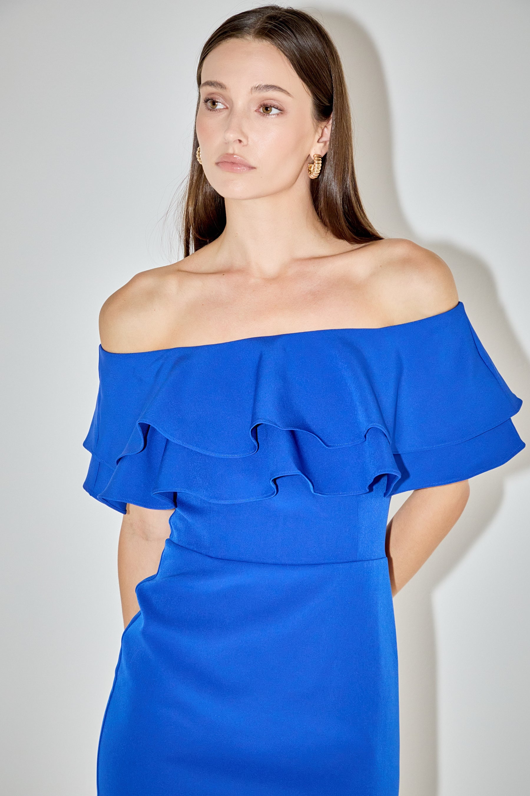 MARSY - Ruffled Off Shoulder Mini Dress - DRESSES available at Objectrare