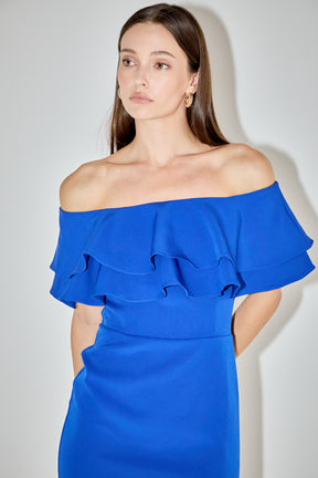 MARSY - Ruffled Off Shoulder Mini Dress - DRESSES available at Objectrare