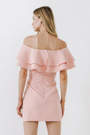 ENDLESS ROSE - Ruffled Off Shoulder Mini Dress - DRESSES available at Objectrare